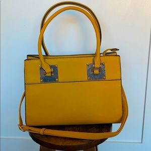 Mustard Faux Leather Tote Handbag
